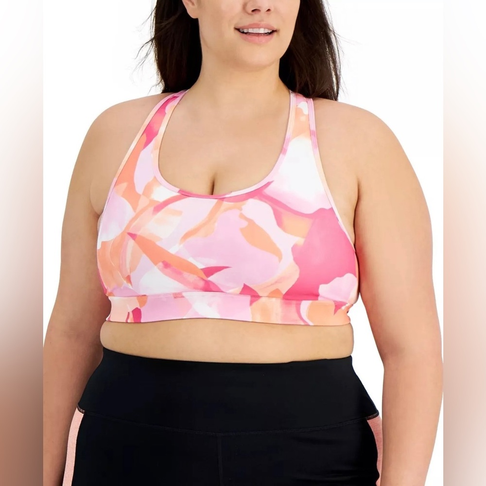 NWT Ideology Medium Impact Petal Berry Ice Sports Bra Size 2X